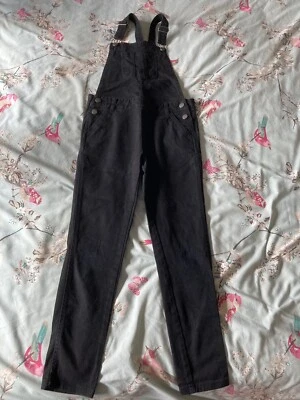 £0.99 • Buy Girls Black Denim Dungarees F&F 9-10 Years