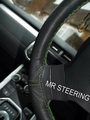 For Mg Mgb Black Leather Steering Wheel Cover 1962-1976 Green Double Stitching • $42.99