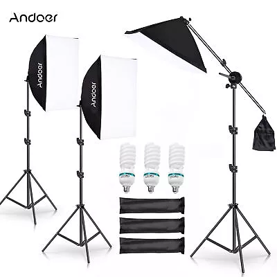 Andoer 3pcs Softbox Light Kit Photo Studio Photography Lighting Stand Set Z2E7 • $69.96