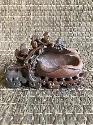 Chinese Soapstone Double Brush Holder & Pot Hand Carved 1.5” X 5.1/4” China • $18