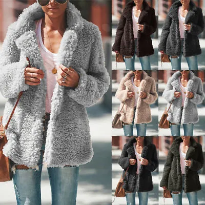 £17.87 • Buy Womens Winter Faux Fur Coat Teddy Bear Fleece Fluffy Jacket Cardigans Outwear