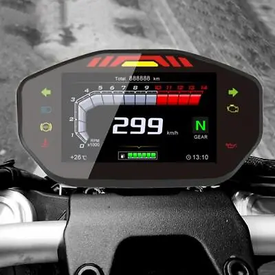 Universal Motorcycle Digital Lcd 1-6 Gear Odometer Speedometer Tachometer • £88.79