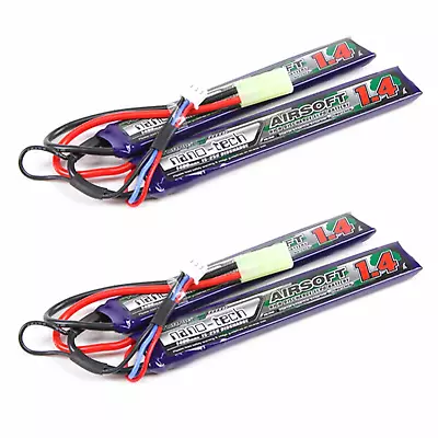 2pcs Turnigy Nano-Tech 1400mAh 2S LiPo Battery Pack Airsoft 7.4V 15C 25C (Mini-T • $29.99