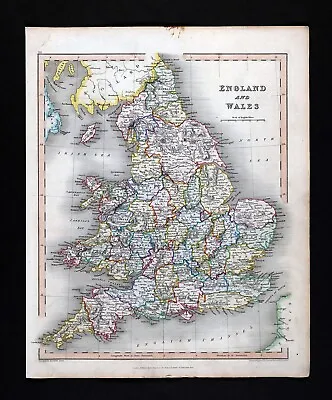 1838 Gilbert Antique Map England & Wales London Liverpool Oxford Great Britain • $27.99