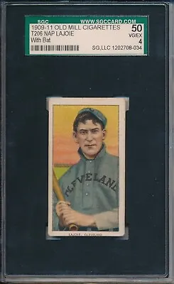 T206 Old Mill - Nap Lajoie With Bat - Sgc 50 Vg/ex 4 (svsc) • $2199.99