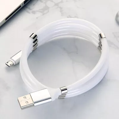 New Magnetic Self Winding Micro USB Fast Charging Data Charger Cable Lead Cord • £2.94