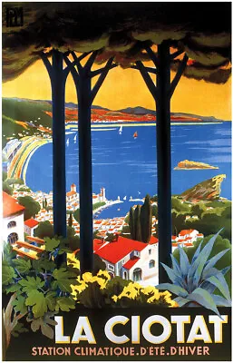 La Ciotat Vintage French Travel Poster Rolled Canvas Giclee Print 24x36 In. • $57.72