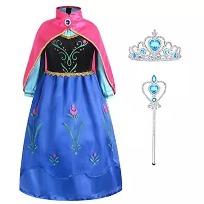 Gridamea Elsa Dress Up For Girls-Frozen Costume With Fairy Wand And Crown Tiara • £14.99