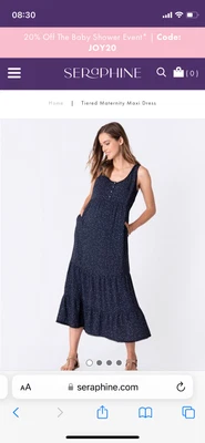 £30 • Buy Seraphine Tiered Maternity & Nursing Size 10 Blue Polka Dot Maxi Dress 