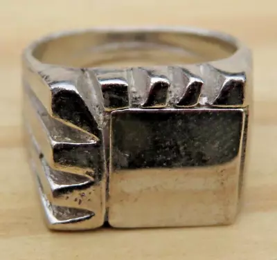 Nos Vintage Art Deco Nouveau Chunky Sliced Knuckle Flat Box Cocktail Ring ID 10 • $19.99