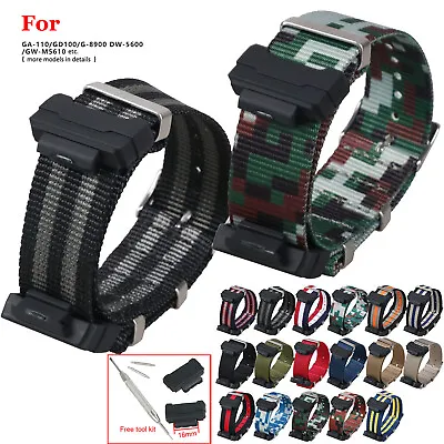 Camo Nylon Strap For GA-110 300 700 DW6900 9052 GD120 G-5600 Watch Band Bracelet • $21.08