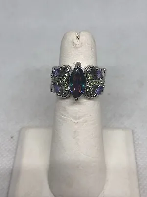 Preowned Vintage Multicolored Mystic Topaz Colored Center Ring Size 5 3/4 • $14.99
