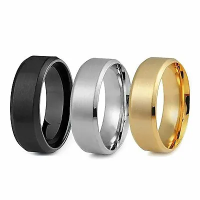 Men Black Stainless Titanium Color Ring Wedding Lover Couple Rings Women 6-12 • $5.05