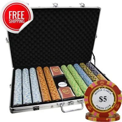 1000pcs 14g Monte Carlo Poker Club Poker Chips Set With Alum Case • $229.99