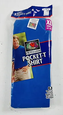 Vintage 1999 Fruit Of The Loom • Pocket T Shirt • Blue 100% Cotton Men XL 46-48 • $14.95