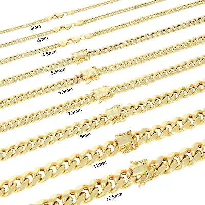 14K Yellow Gold 3mm-12.5mm Miami Cuban Link Necklace Chain Or Bracelet 7 - 30  • $514