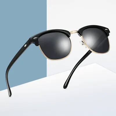 UV400 Sunglasses Sun Glasses Half Frame Semi Rimless Men Women Retro Polarized • £4.44