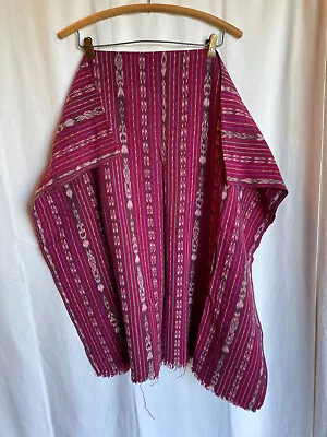 Vtg Guatemalan Handwoven Cotton Fabric Magenta With Purple & Turquoise 34  X 66  • $24.99