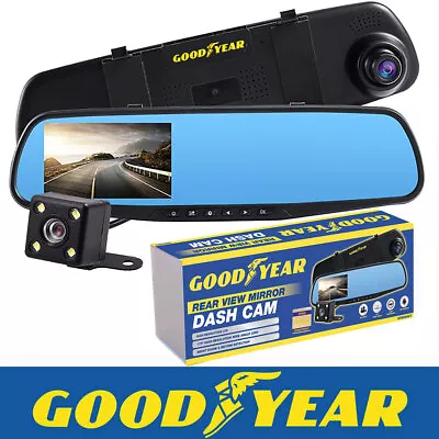 Goodyear HD Mirror Dash Cam Car DVR Video Recorder With Front And Rear Camera • £39.99