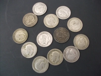 £0.99 • Buy 13 GEORGE V SILVER 6d 1911/31