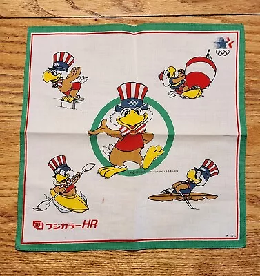 1980 Fuji Olympics Hanky Flag W/ USA Bald Eagle Cartoon • $9.99