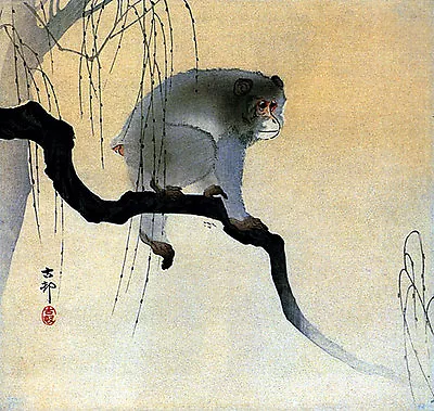 Monkey On Branch 22x30 Japanese Art Print By Koson Asian Art Japan  • $120