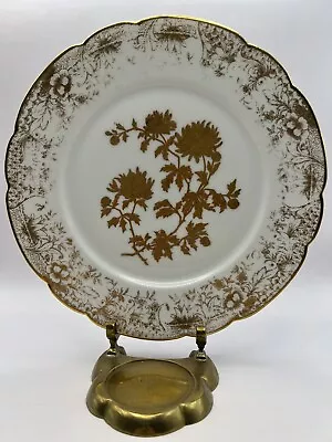 Vintage Limoges Hand Painted Embossed Gold Floral Plate CFH GDM • $10