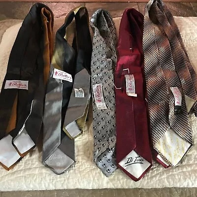 Lot Of 5 Vintage 1950's - 100% SILK Neckties From Porters New Orleans • $15