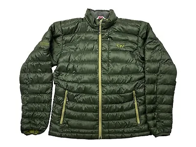 Outdoor Research Transcendent Down Mens M Full Zip Puffer Jacket Sweater Green • $79.95