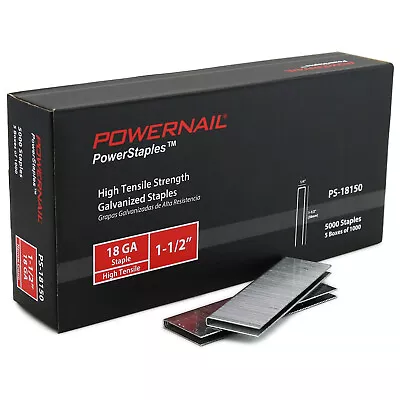 Powernail 18 Gauge 1/4 Inch Crown 1-1/2 Inch Length Narrow Crown Staple (5000ct) • $23.09