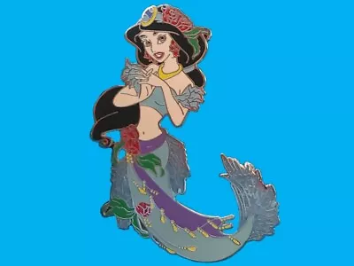 Fantasy Pin - JUMBO Disney Aladdin Princess Jasmine As Mermaid In Blue LE100 • $4.99