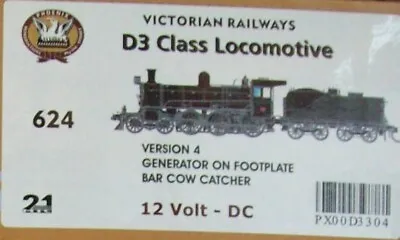 Sds/phoenix Victorian Railways D3 Steam Locomotice 624 Dc/dcc Ready • $550