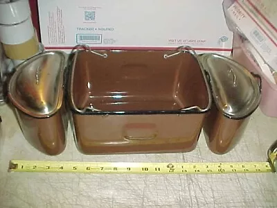 Vtg 30's/40's Art Deco Brown Enamel Pot Inserts For NESCO 12 Qt Electric Roaster • $44.99