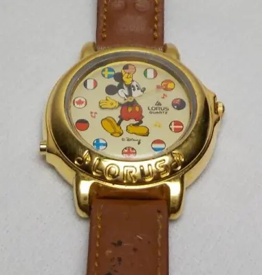 Vintage Lorus Quartz Mickey Mouse Wrist Watch Its A Small World Musical Disney • $29.87