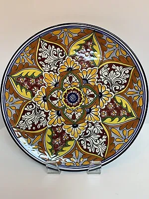 Huge 16” Pottery Mexico Round Serving Platter Hand-painted Multi Color Lead Free • $39.90