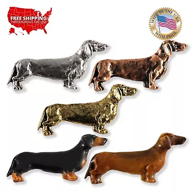 Pewter Dachshund Wiener Dog Lapel Pin Or Fridge Magnet D364F Made In USA • $27.89