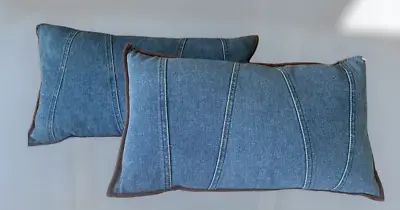 Woolrich Denim Throw Pillow 18X 11 Rectangle Set Of Two Cabin Country Vintage • $45