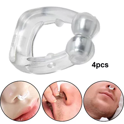 4pcs Magnetic Anti Snoring Nasal Dilator Stop Snore Nose Clip Comfort Breathable • £1.89