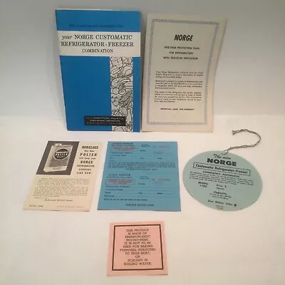 Vintage Norge Refrigerator Freezer Manual RecipeHang Tag Warranty Booklet EUC • $15.50