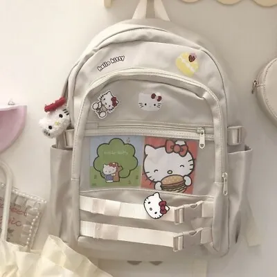 Hello Kitty Campus School Bag Girl Zipper Large-capacity Backpack Cute Cartoon • $69.99