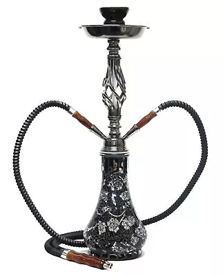 GStar 18 Deluxe 2 Hose Hookah With Optional Carrying Case (Raven Black Rose) • $35.94