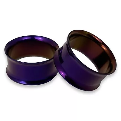 $10.49 • Buy Pair Of PURPLE Steel Double Flare Tunnels Set Gauges Plugs PICK SIZE