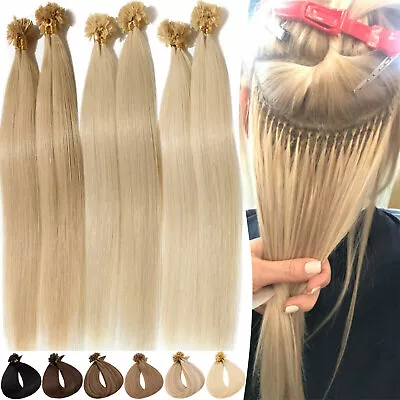 100% Russian Pre Bond U Tip Nail Keratin Human Hair Extensions Remy Hair #Blonde • £22.49