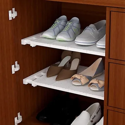 Adjustable Extendable Closet Cupboard Storage Shelf Organizer Divider Shoe Rack • £6.95