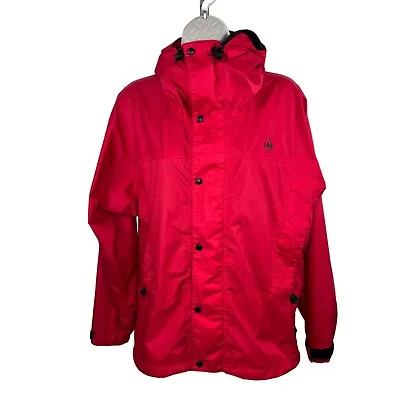 Moonstone Goretex Jacket Rain Coat Small Red Hood Nylon Shell Ripstop Gorpcore • $38.79
