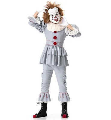 Mens Pennywise IT Fancy Dress Costume Deluxe Adult Halloween Killer Clown Outfit • £36.99