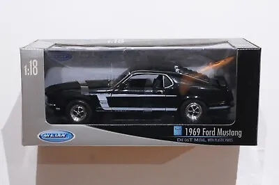 Welly 1969 Ford Mustang Black Scale 1:18 Die Cast Model New • $59