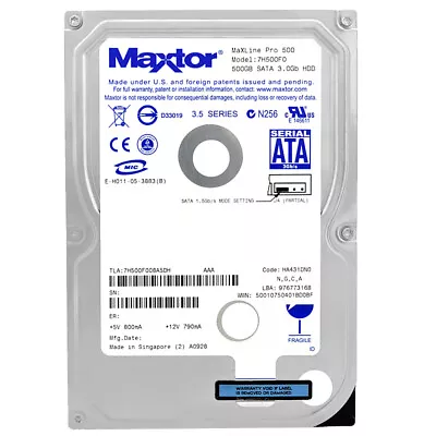 Hard Drive Maxtor 500GB Maxline Pro 500 7H500F0 7200Rpm 16MB SATA II 35   Z • $159.54