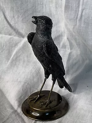 Vtg 80s Cast Metal Singing Bird Figurine Brass Plinth Petites Choses 5”T Cottage • $25