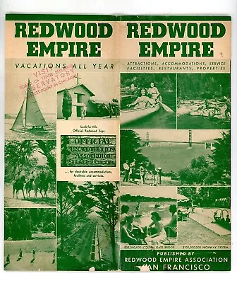 1947 Empire Redwood Brochure Travel Vtg California Map San Francisco Tourist • $24.50